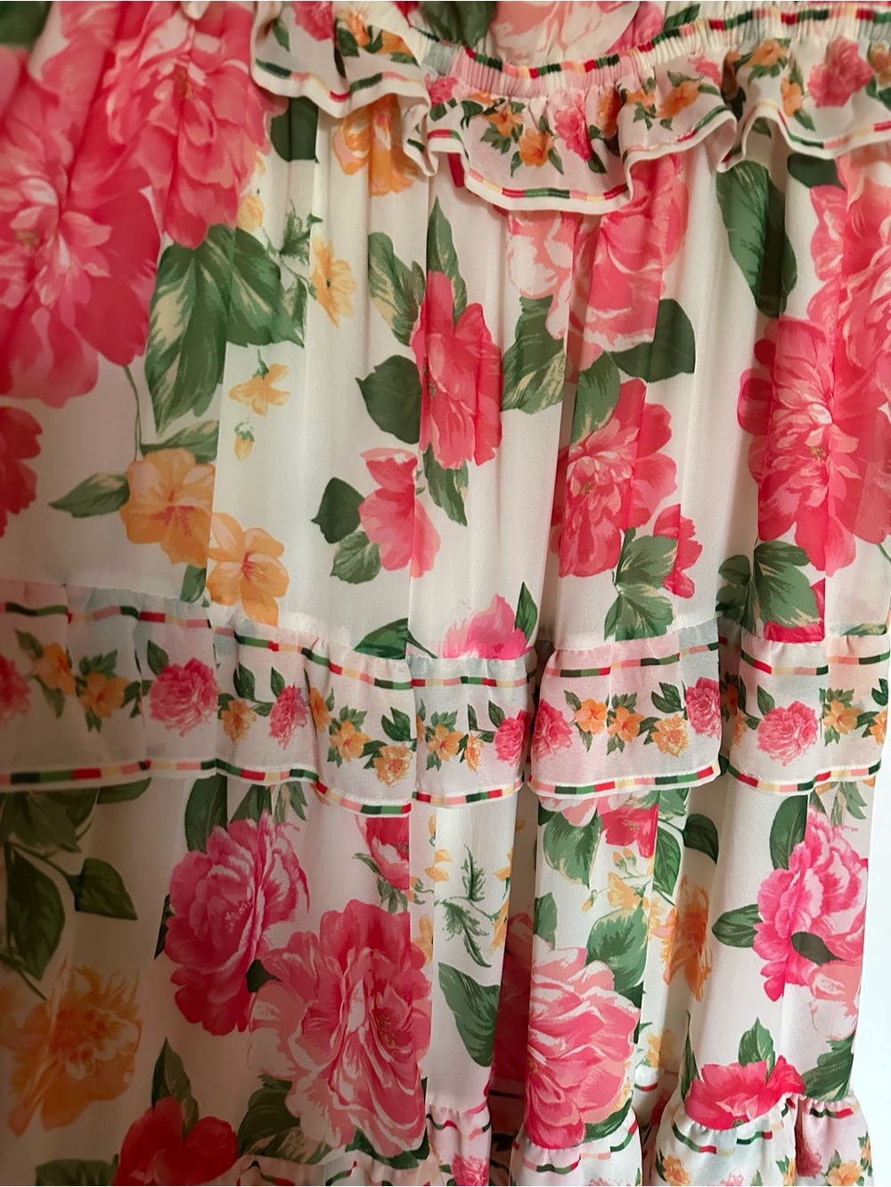 Baltic Born White Maxi Dress with Pink & Green Floral Print - Picture 3 of 5